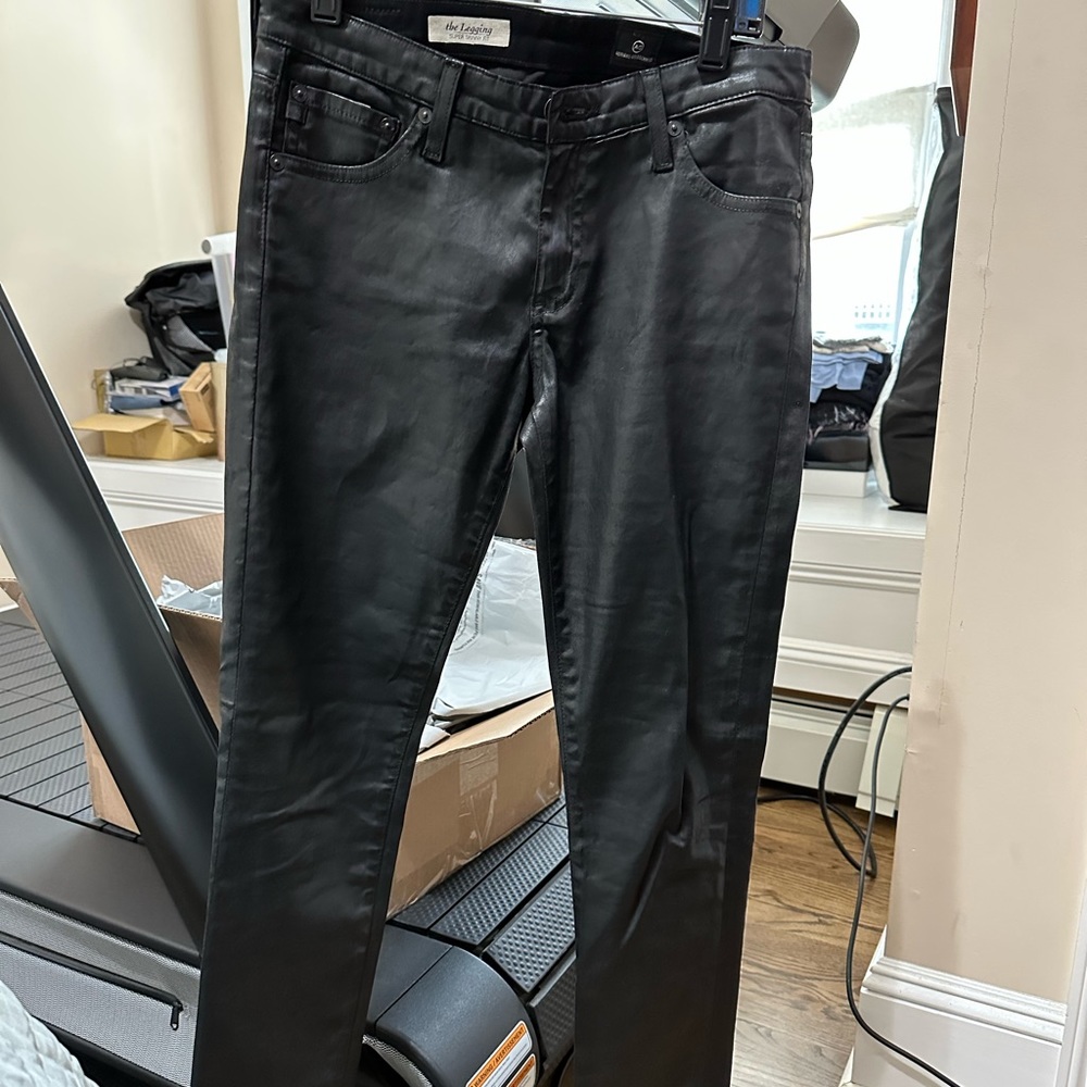 AG black waxy jeans. “The legging”- super skinny fit size 27.